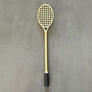 Gold Matte Metallic Tennis Racket Pickleball 7.5" Black Ink Pen More Pens Avail